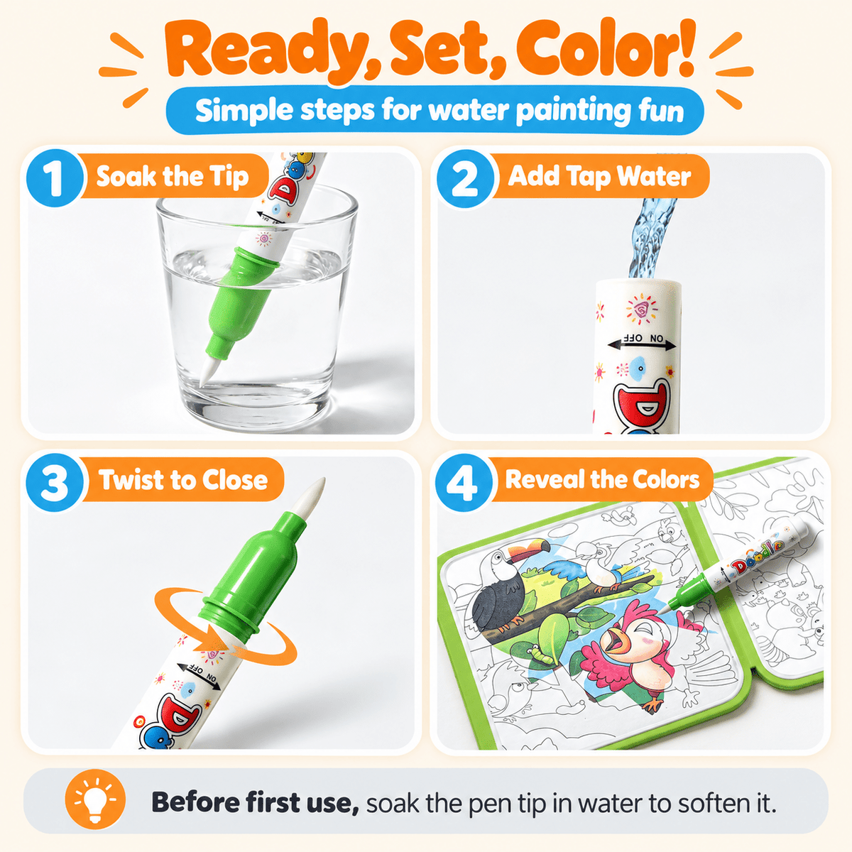 Montessori Magic Water Coloring Books (4-Pack) - Project Montessori