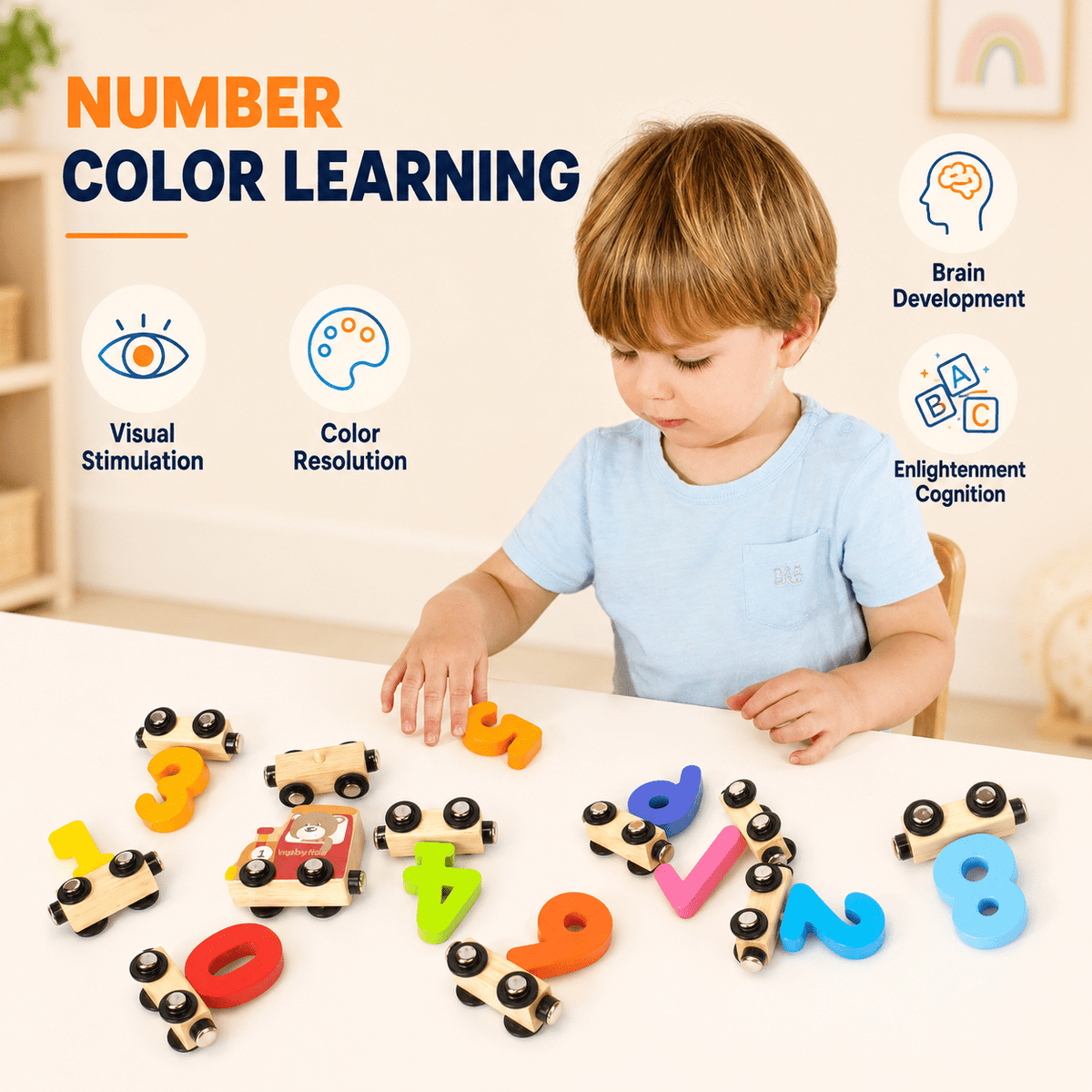 Montessori Wooden Number Train Set - Project Montessori Building Toy