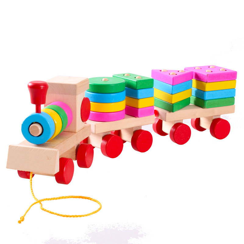 Best Seller Wooden Building Block Train Project Montessori